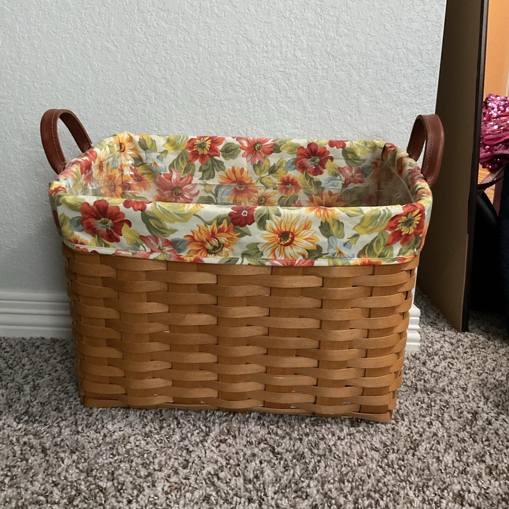 Brown and Red Woven Basket with Handles